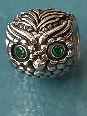 Genuine Pandora Wise Owl Charm 791211CZN Sterling Silver With Green Cz Eyes • £21