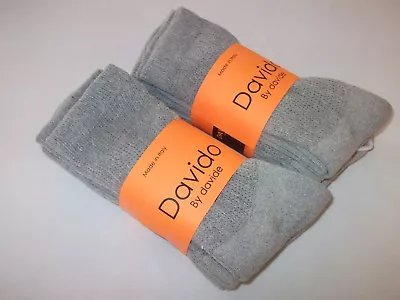 Davido Diabetic Socks Crew 100% Cotton Made In Italy 6 Pairs Gray  Size 13-15 • $23.50