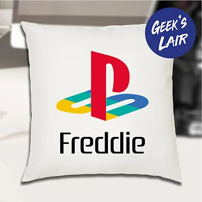 Personalised Playstation Logo Cushion Cover • 40x40cm • Great Gift • Any Name • £7.99