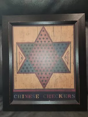 Warren Kimble Framed Chinese Checkers Folk Art Print 12 1/2  X 14 1/2  • $31.95