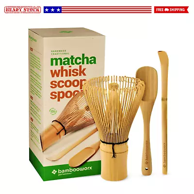 Matcha Whisk Set - Matcha Whisk (Chasen) Traditional Scoop (Chashaku) Tea Spoo • $25.09