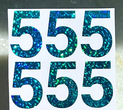 Single Number Stickers ~ Custom Color & Size ~ Holographic Sparkle ~ Arial Font • $4