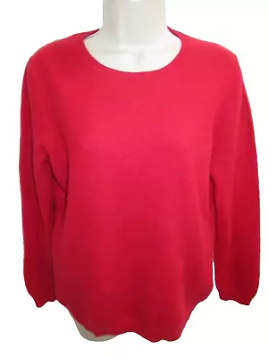 Charter Club Luxury 100% Cashmere Red Crew Neck Sweater Size L May Fit M • $17.95