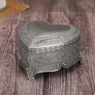 Vintage Alloy Embossment Heart Shape Storage Box Decoration Jewelry Containe HOM • $20.23