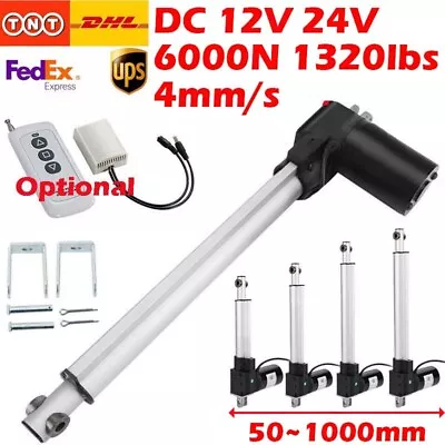 DC 12V 24V 6000N 1350lbs Electric Linear Actuator Motor 50mm ~1000mm 4mm/s Fast • £135.99