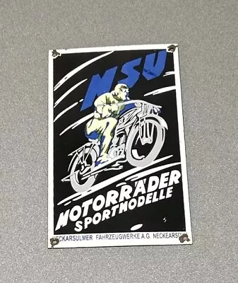 Vintage 12” Nsu Motorcycle Race Porcelain Sign Car Gas Auto Oil • $104.99