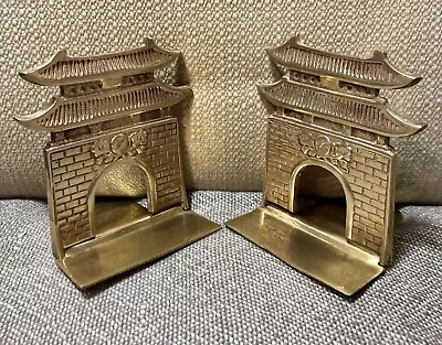 Vintage Brass Folding Bookends Asian Solid Brass Made Korea • $30