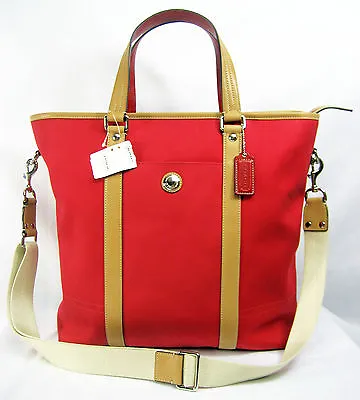 COACH F77125 RED Voyage Canvas Cross Body Hand Shoulder Weekender Bag Women Lady • $615.46