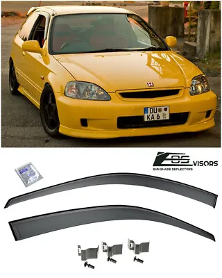 $32.99 • Buy EOS Visors For 96-00 Civic Hatchback JDM CLIP-ON Side Vent Window Rain Deflector