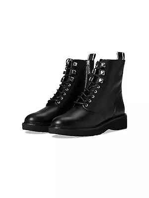 MICHAEL MICHAEL KORS Womens Black Up Haskell Wedge Leather Combat Boots 7.5 M • $64.99