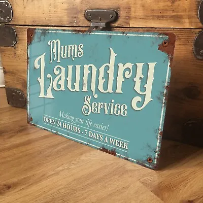 Laundry Washing Sign Plaque Vintage Retro Shabby Chic - Waterproof - 200x305mm • £11.99