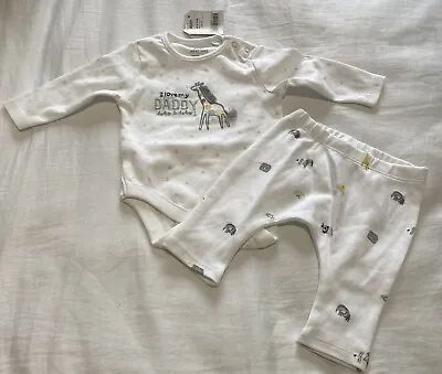 NEXT Unisex Baby I Love My Daddy Short Sleeve Vest & Bottoms Set 0-1m BNWT • £10