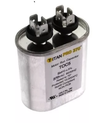 Run Cap 5 MFD 370vac Electric Motor Run Oil Filled Capacitor Uf HVAC Titan Oval • $7.37