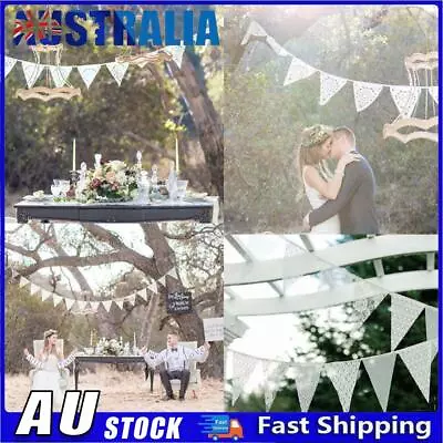 12 Flags Lace Vintage Party Wedding Pennant Bunting Banner Decor * • $9.04