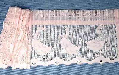 Pink Lace Goose Curtain Valance Country Farmhouse Chic Kitchen 12x68 Vintage • $20.99