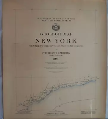 Antique Colored Map New York State Museum 1901 Geologic Ontario West • $55