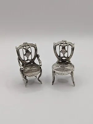 Antique Sterling Silver Miniature Chairs Hallmarked London 1892 • £99