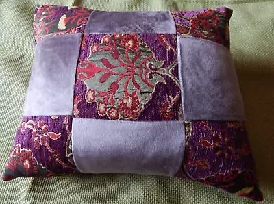 Quirky Purple Turkish Kilim & Velvet Patchwork Cushion Cover + Pad New Handmade • £8.99