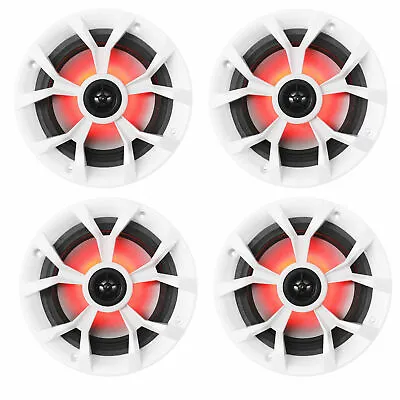 (4) Rockville RKL65MBW 6.5  700w Marine Boat Speakers W/LED+Black/White Grilles • $114.95