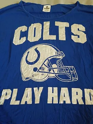 Victoria Secret Indianapolis Colts Play Hard Blue Shirt Size Medium Long Sleeve • $12.80