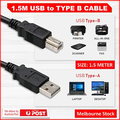 $3.95 • Buy USB 2.0 Printer Cable Type A Male To B HP Canon Dell Brother Epson Xerox 1.5M