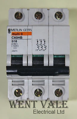 £25.55 • Buy Merlin Gerin Multi 9 - C60HB316 - 16a Type B Triple Pole MCB Used