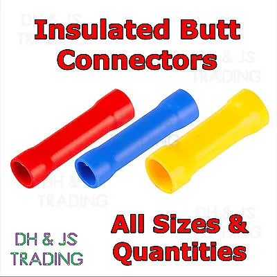 Insulated Straight Butt Connectors Electrical Crimp On Terminals Wire Cable • £79.99