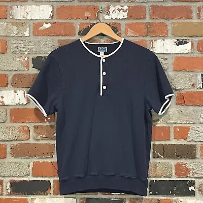 Fleece J. Crew Mandarin Collar Blue White Small Short Sleeve Shirt  • $12