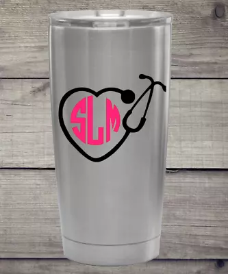 Stethoscope Name / Monogram Decal - Nurses /CNAs - Cell Phone Yeti Laptop • $3.25