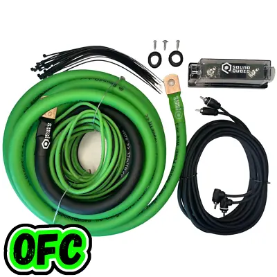 Soundqubed OFC Amplifier Wiring Kit Amp Wiring (0ga 4ga 8ga) Green/Black • $44.95