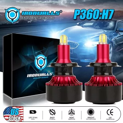 2x H7 LED Headlight Bulb Kit Hi/Low Beam 2000W 300000LM Super Bright 6500K White • $21.99