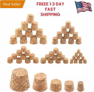 100Pcs 5 Sizes Mini Cork Stoppers Tapered Cork Plugs Small Corks Assortment Wood • $15.99