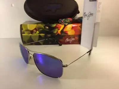 New Maui Jim Wiki Wiki Polarized Titanium Sunglasses 246-17 Silver/Blue Hawaii • $249