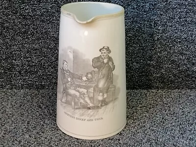 Victorian Cream Ware Pitcher Jug Transfer Decorated Another Quart And Then • £45