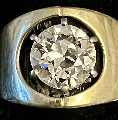 Vintage VVS2 European Cut 2.75 Carat 14k Y.G. Solitaire Ring Natural Diamond • $13995.95