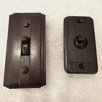 2 X Vintage Brown Bakelite Light Switch Covers – Art Deco • $50