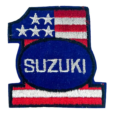 $9.95 • Buy Vintage Nos Suzuki Motorcycle American Flag #1 Embroidered Iron Sew Patch Coat 