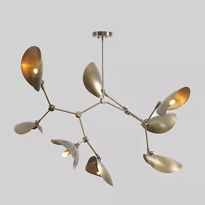 Mid Century Brass Chandelier Ceiling Light Fixture Sputnik Chandelier 8 Arms • $625.68