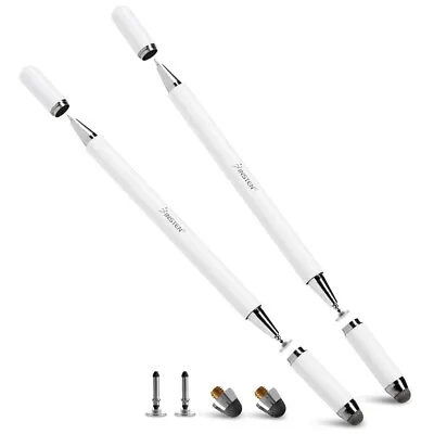 2 Pack Capacitive Stylus 2 In 1 Pen For Smartphones And Tablets White+White • $16.49