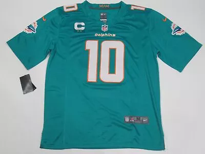 $69.99 • Buy Tyreek Hill #10 Miami Dolphins 2 Star Captains Patch 2023-24 Season Jersey Aqua