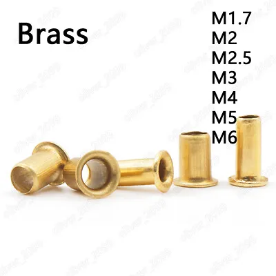 Brass Eyelet Rivet Hollow Metal Buttonhole M1.7 M2 M2.5 M3 M4 M5 M6 • $71.36