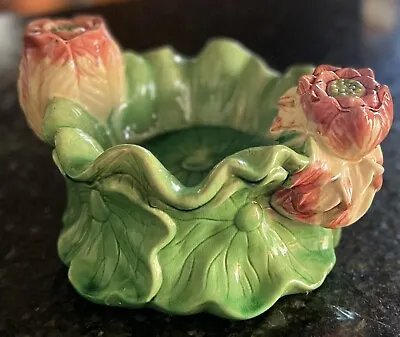 Majolica Water Lily Bowl  Centerpiece Gorgeous!! • $50