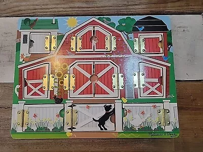 Melissa & Doug Hide & Seek Farm Puzzle Wood Hinged Doors Magnetic Animal Pieces • $15.49
