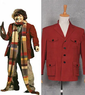 Doctor Who Fourth 4th Doctor Cosplay Costume Dark Red Jacket Men Coat • £57.60