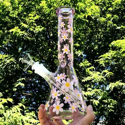 10  Pink Glass Bong Sweet Flowers 🌼Bubbler Hookah Tobacco Smoking Water Pipe • £23.99