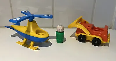 £4.99 • Buy Fisher-Price Little People X1 & Blue And Yellow Helicopter  & Plough Vintage