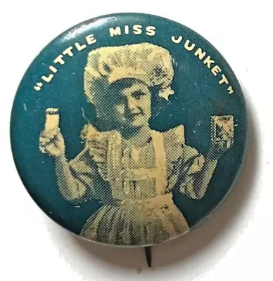 Rare Vintage Button Little Miss Junket Desserts Rare Vintage Advertising Pinback • $5.99