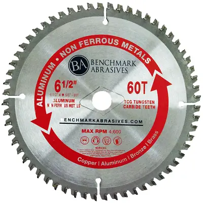 6-1/2  60 Tooth TCT Saw Blade For Aluminum • $22.99