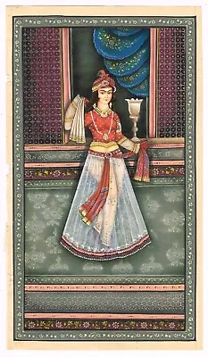 A Persian Qajar Woman - Hand Miniature Qajar Painting On Paper 6.25x11 Inches • $845.99