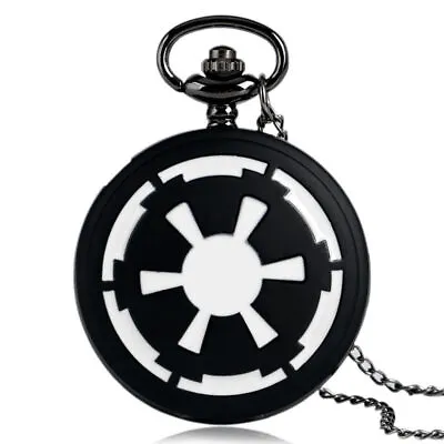 Black Galactic Empire Badge Star Wars Ewok Men Quartz Pocket Watch 80CM Chain • $7.78